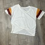 Pink Rose Juniors' Striped-Sleeve Ivory Twist-Front T-Shirt - Size Large - NWT Photo 5