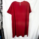 Eileen Fisher  Large Dress Silk Noil Red Short Sleeve Shift Pockets Granola 1804 Photo 1