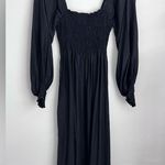 LA LIGNE Eloise Convertible Smocked square neck Long Sleeve Midi Silk Dress M Black Size M Photo 6