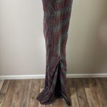 Dee Elly  Metallic Stripe Cutout Back Long Bell Sleeve Maxi Dress Multicolor M Photo 6