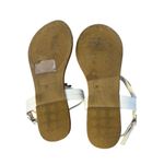 Trendsup Collection Silver and White T-Strap Buckle Flats Sandals with Tan base Women’s Size 5.5 Photo 3