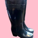 Kate Spade New York Women’s Black Pink Knee High Bow Heeled Rain Boots Size 9M Photo 2