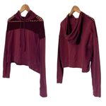 Forever 21  Maroon Mesh Cut Out Cropped Pullover Hoodie Shirt S Photo 7