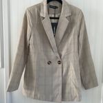 Pretty Little Thing women’s loose fit stone checked woven blazer NWT size 4 Photo 3