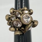 Fossil Dangling Stones Gold Tone Elastic Stretchy Statement Ring Size 7.5 Photo 4