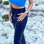 Strapless Knit Crop Top Blue Photo 4