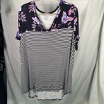 Lane Bryant Floral Stripe Swing Tee Top Size 22/24 New Mixed Print Casual Cute Photo 8
