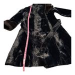 Vintage Betty Rose Black Faux Fur Plush Velvet Coat Belted Double Breasted Photo 5