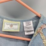 Vintage Susan Bristol cottage core denim vest 80s 90s pink granny core sz L Blue Size L Photo 1