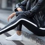 Spanx Faux Leather Leggings With Side Stripe In Very Black Women’s Size Small Photo 1