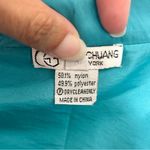 Grace Chuang Turquoise Blue Satin Floral Embroidered Open Front Short Jacket Size L Photo 8