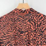 Line and Dot Silk Chiffon Printed Long Sleeve Tiered V Neck Midi Peasant Dress Photo 10