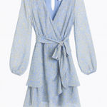 Japna  Light Blue and Yellow Floral Mini Dress Size M Photo 0