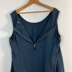 Premise  Tunic Top 1X Navy Blue 100% Linen‎ High Low Scoop Neck Exposed Zip Photo 4