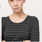 Lululemon  Emerald Long Sleeve Short Serve Stripe Heathered Black White Size 12df Photo 7