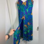 AJ Bari vintage spaghetti strap Hawaiian, tropical, floral print midi dress 8 Blue Photo 5