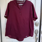 FIGS Maroon Gidya Henley Short Sleeve Scrub Top Size Large Limited Edition Photo 0