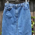 Lauren Jean co Vintage blue denim maxi midi skirt raw edge size 10 Photo 2