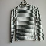 ZARA  Nautical Stripe Teal Blue Ribbed Turtleneck Size Medium Lightweight Stretch Photo 2