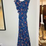 Misa Las Angeles Blue Floral Natasha Cutout Ruffled Midi Dress Size Medium Photo 7
