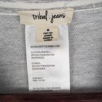 Tribal Jeans Gray and White Zip Up Jacket Stripes Pockets Size Women's Medium Photo 4