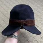 Lola Hats Black Felt Fedora With Brown Velvet Ribbon Photo 3