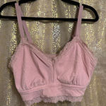 Aerie  Light Pink Ribbed Longline Eyelash Lace Bralette XL Photo 0