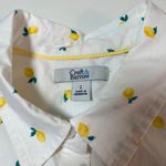 Croft & Barrow Lemon Print Button Up Shirt White Sz Large Citrus Novelty Cotton Photo 2