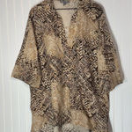 Jessica London 18Wβ Brown Animal Print Linen Blend Tunic Top Boho Safari Blouse Photo 0