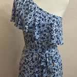 Michael Kors  Blue One Shoulder Floral Dress Photo 1