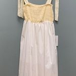 Anthropologie Kourt Drew Smocked Midi Dress in White Yellow Large Photo 7