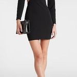 EXPRESS Cream Side Cut Out Mini Bodycon Dress Photo 2