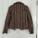 Bob Timberlake XS Burgundy Brown Full Zip Jacquard Moto Jacket Sweater Photo 10