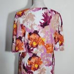 Destination Maternity Floral Print Pleated Wrap Dress Size Large Wedding Guest Orange Photo 6