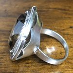 Sterling Silver Faceted Smokey Quartz and  Vintage Cocktail Ring Size 6 Photo 3