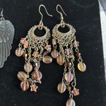 Five pairs costume dark tone earrings lot preowned Brown Photo 3