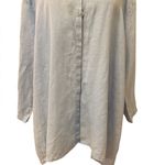Flax Light Blue Button Up Tunic Top 100 Percent Linen Women's Large Lagenlook Photo 4