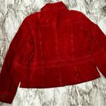 Style of New York Petite Women’s Sz L Red Suede Button Down Jacket Fall Festive Photo 4