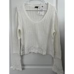 Mango Cotton Blend Open Work-Detail Sweater with Lace Detail Design White NWT XL Photo 3