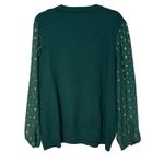 Indigo Rose Blouse Sheer Sleeve Gold Square Accents Top Green 2X Photo 5