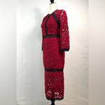 Alexis Randie Lace Midi Dress Dark Red With Black Trim Size S Photo 5