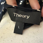 Theory ‎ V-Neck Ruffle Midi Silk Dress Geometric Print Midi Size Large Photo 6