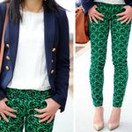 J.Crew  Toothpick Bow Printed Pattern Skinny Cords Jeans size 26 Kelly Green Photo 1
