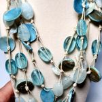 Blue Glass Bead Shell Multi Strand Necklace Extra Long 32" Beachy Photo 3