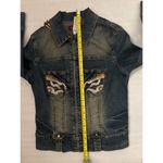 Baby Phat Blue Denim Jacket Jean Embroidery Zipper M Classic Festival Streetwear Photo 8