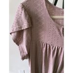 Women's XL Pink Petal Short Sleeve Shirt Cute Summer Pleated Key Hole Loose Photo 1