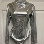 UNBRANDED Silver Metallic Turtleneck Bodysuit Size XL Photo 1