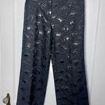 Trina Turk Vintage Black Silk Blend Cropped Wide Leg Jacquard Pants Size 4 Photo 0