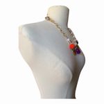 Chico's Chico’s NWT Bohemian Statement Necklace Gold Tone Chains Colorful Multi Charm Photo 4