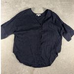 Vetta Capsule Wardrobe Girlfriend Button Down Navy Tencel Shirt | XS Photo 4